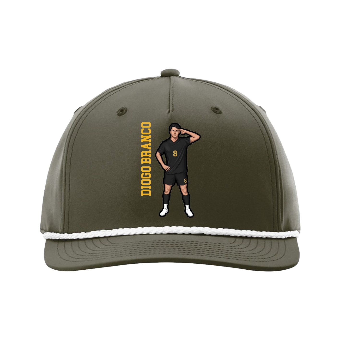 Five-Panel Classic Rope Cap — Name Vertical in Green