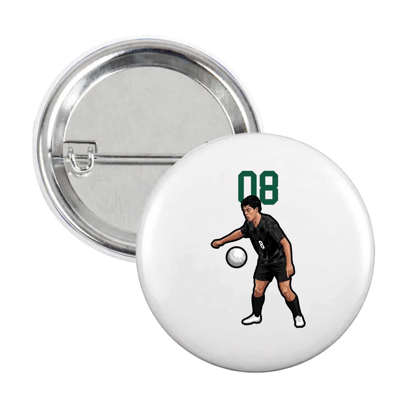 Game Day Button — Number Top in White