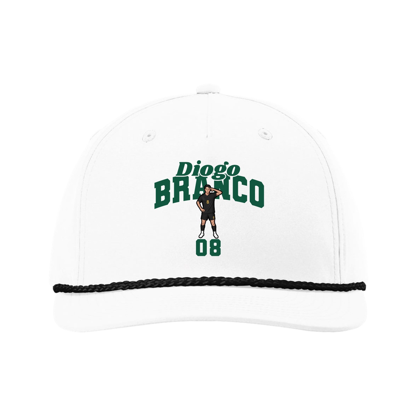 Five-Panel Classic Rope Cap — Signature Arch in White