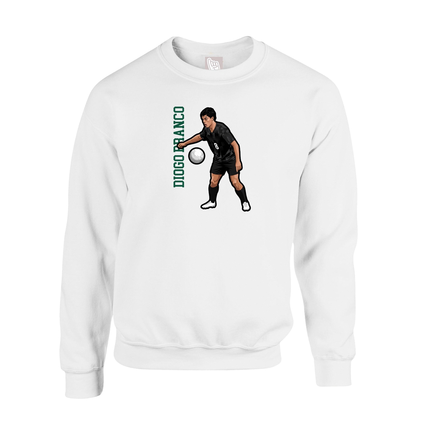Fleece Crew — Name Vertical in White