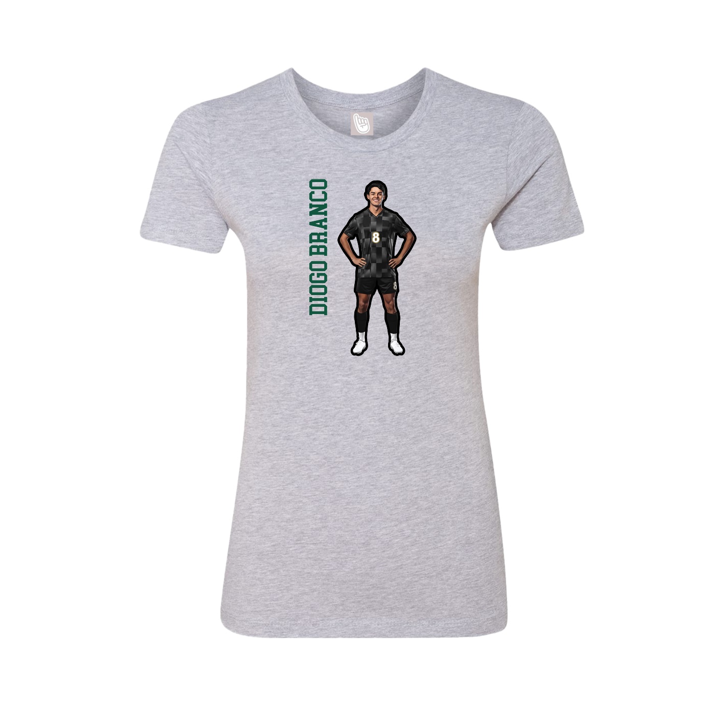 Fitted Women's Tee — Name Vertical in Grey