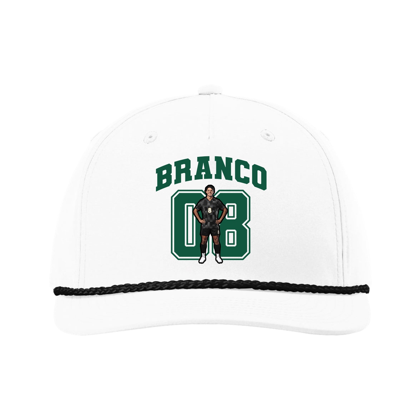 Five-Panel Classic Rope Cap — Number in White