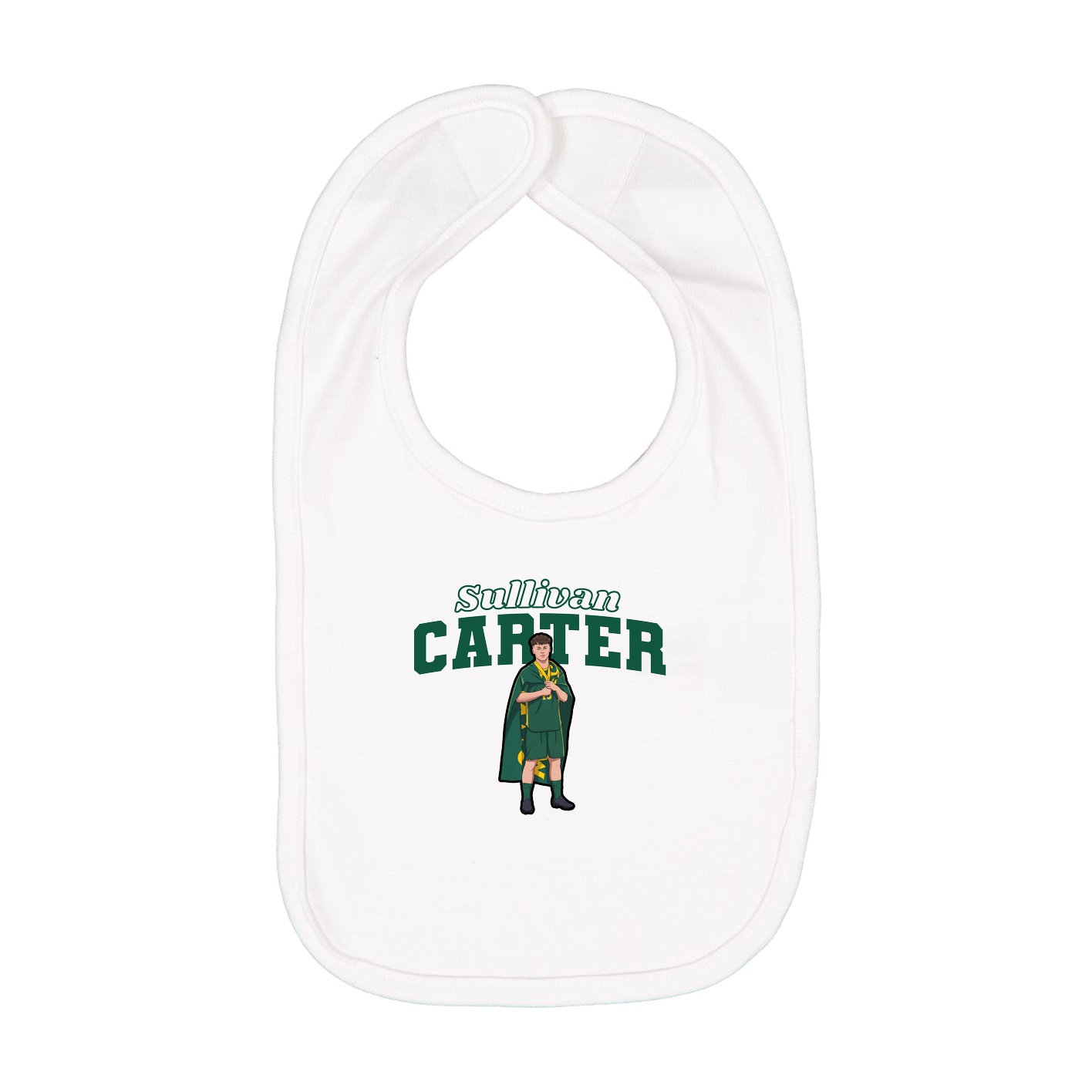 Infant Bib — Name Arch in White