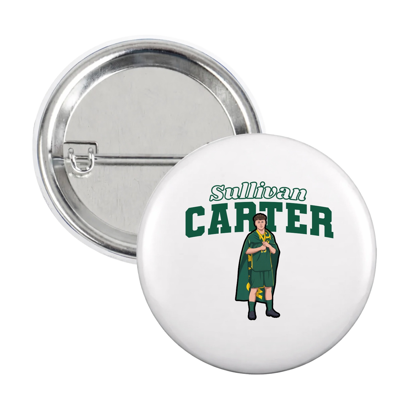 Game Day Button — Name Arch in White