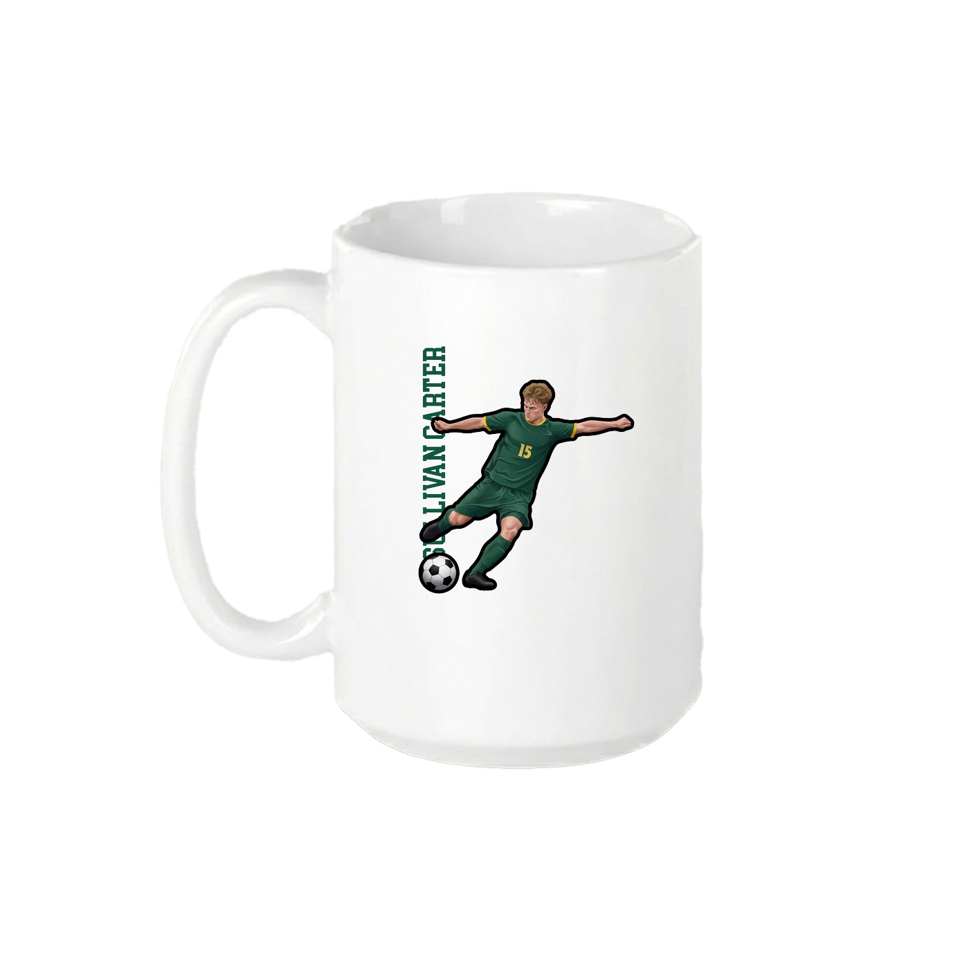 15oz Coffee Mug — Name Vertical in White