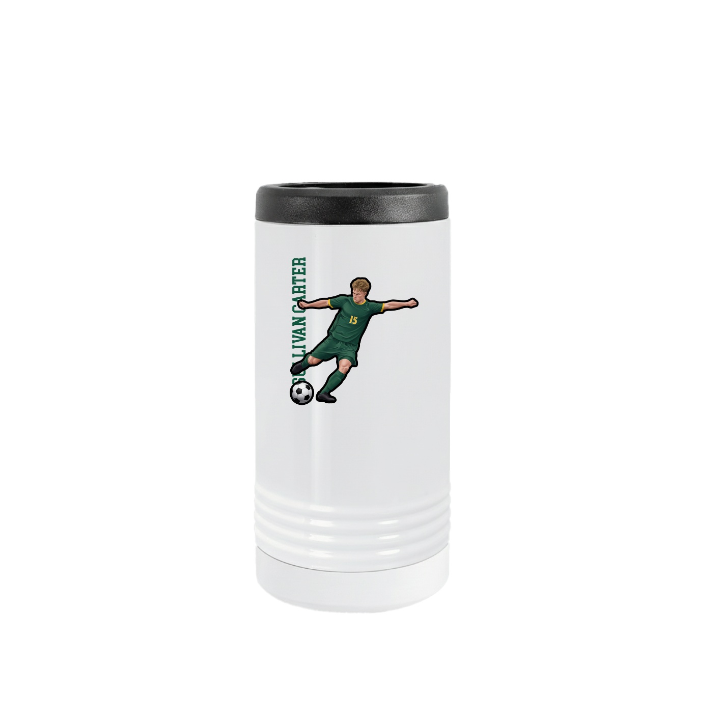 Slim Beverage Holder — Name Vertical in White