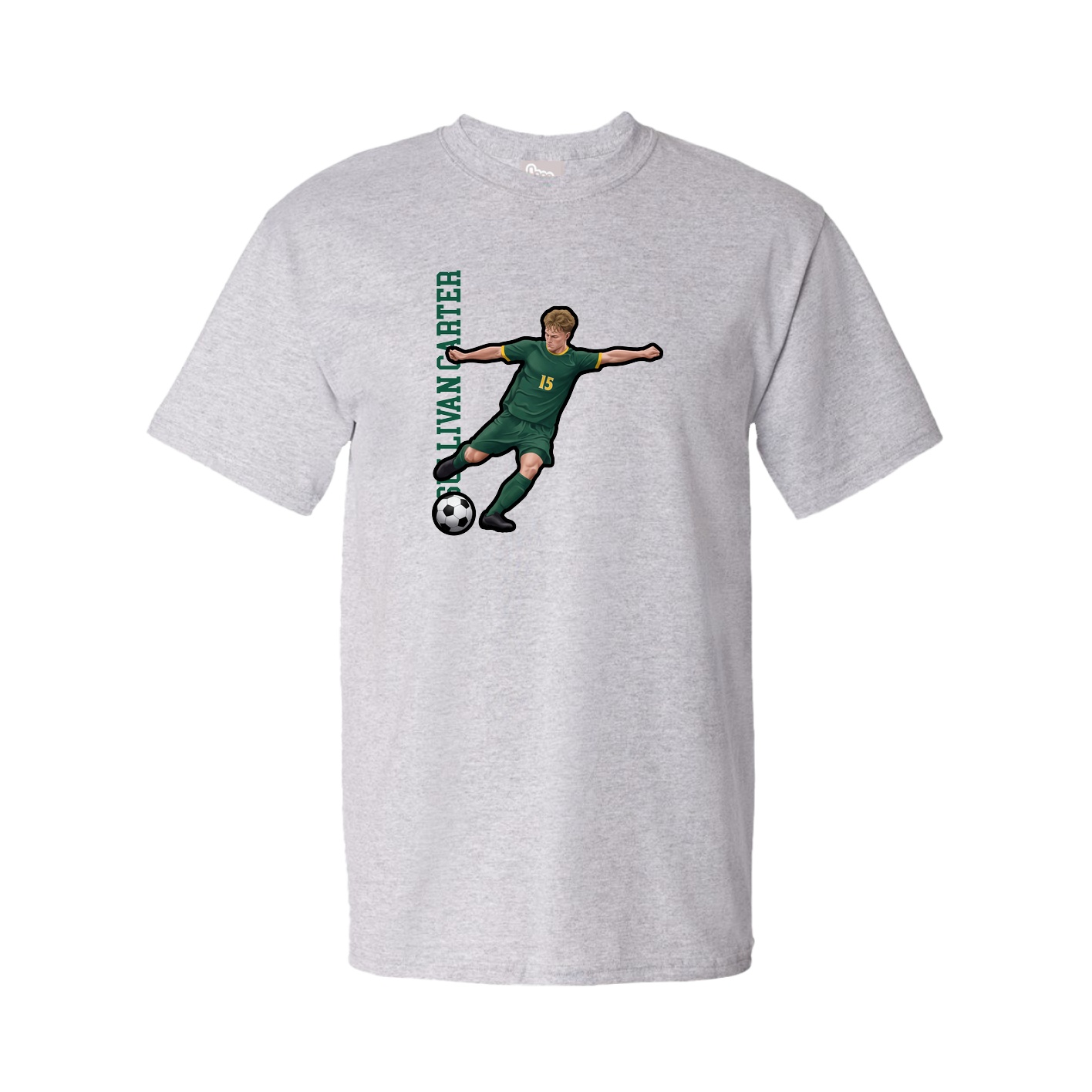 Youth Tee — Name Vertical in Grey