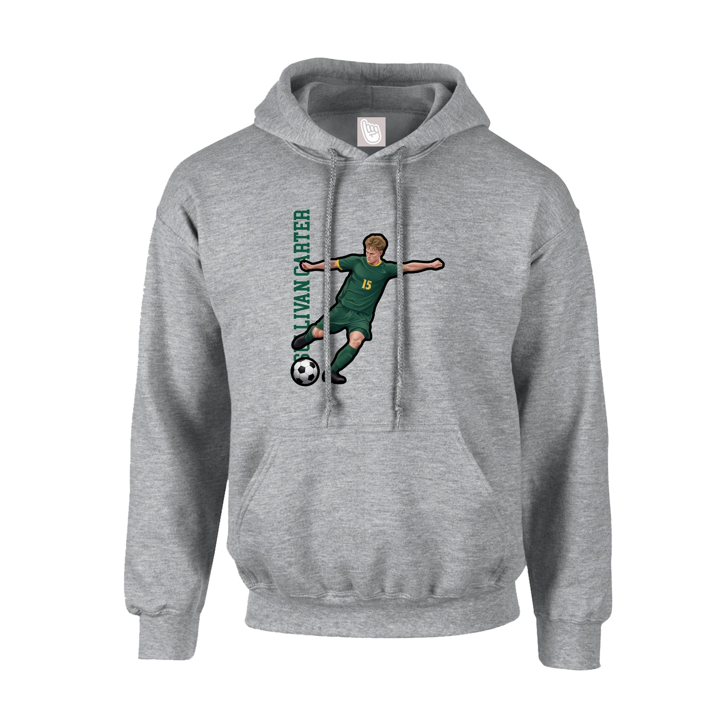 Youth Hoodie — Name Vertical in Grey