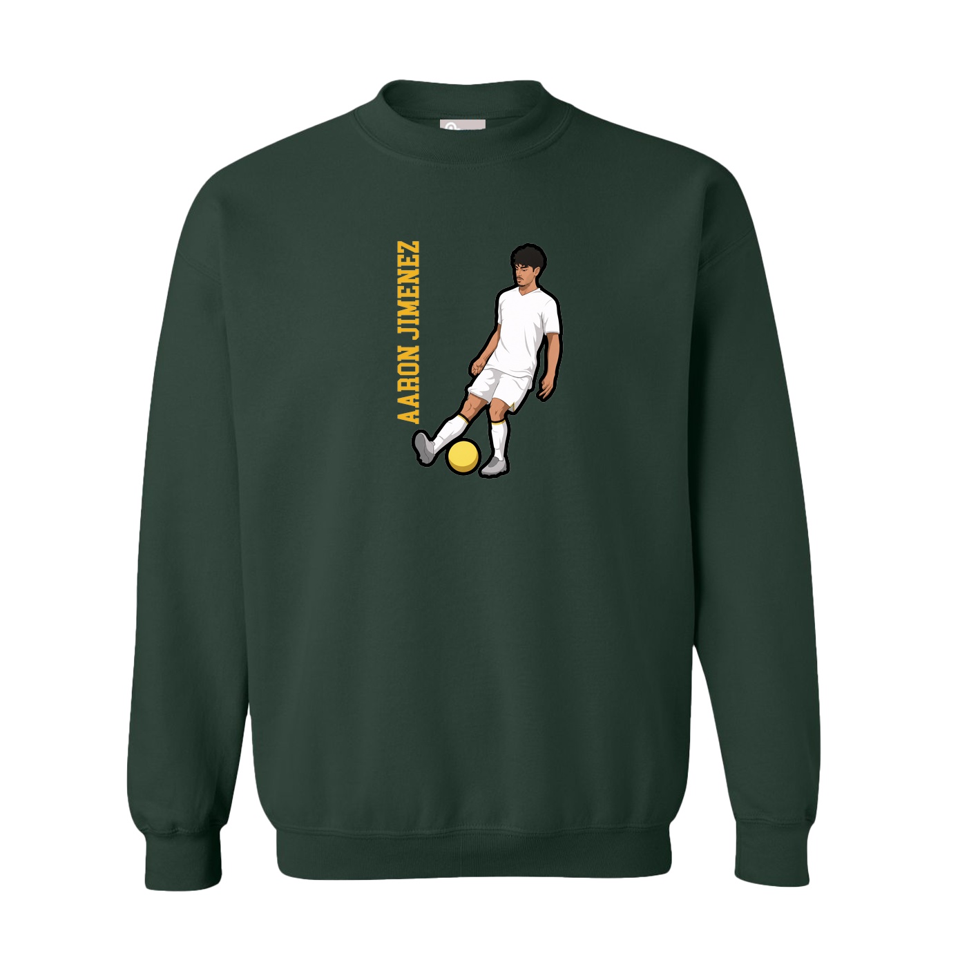 Fleece Crew — Name Vertical in Green