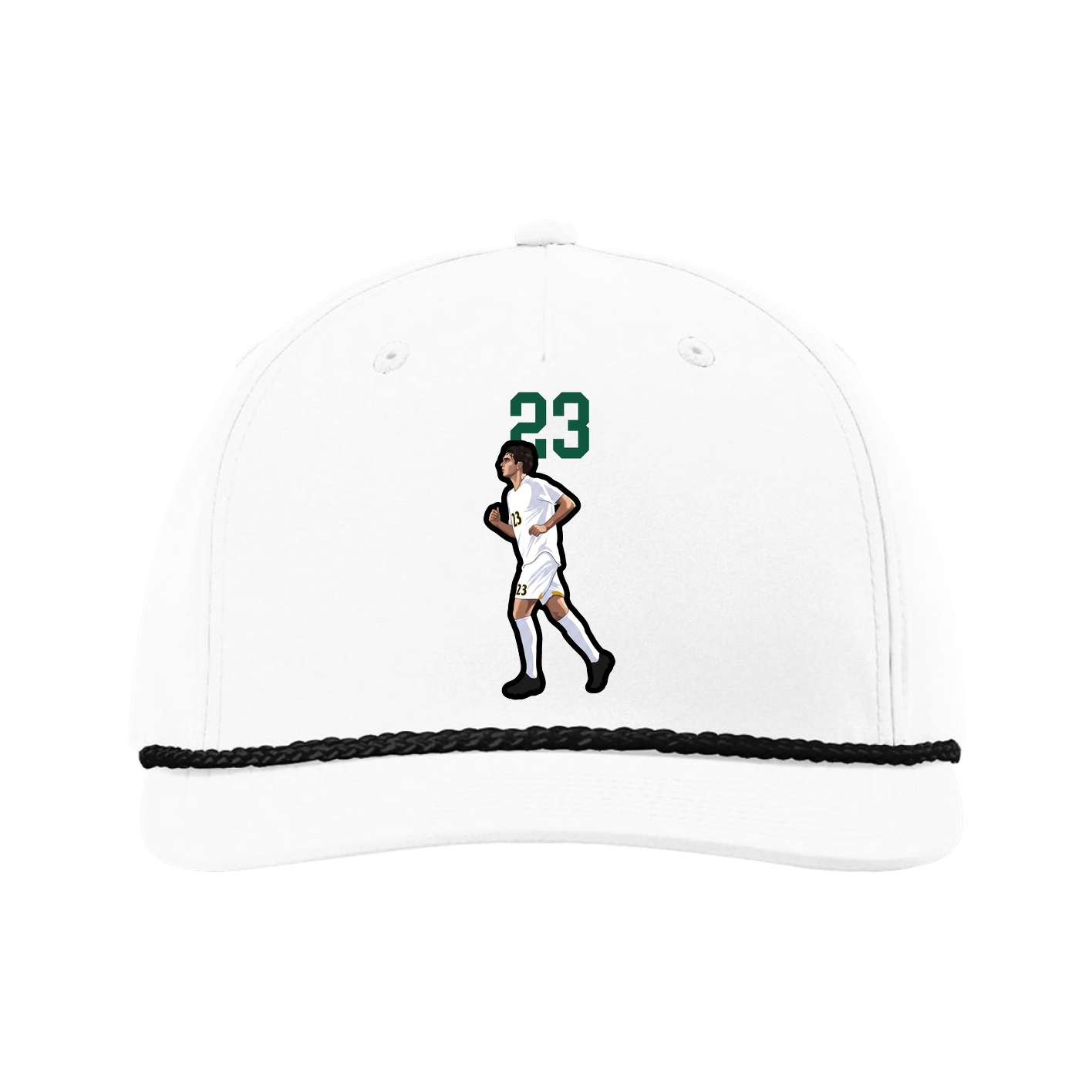 Five-Panel Classic Rope Cap — Number Top in White