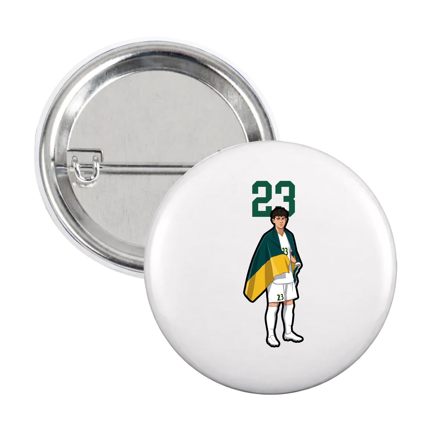 Game Day Button — Number Top in White