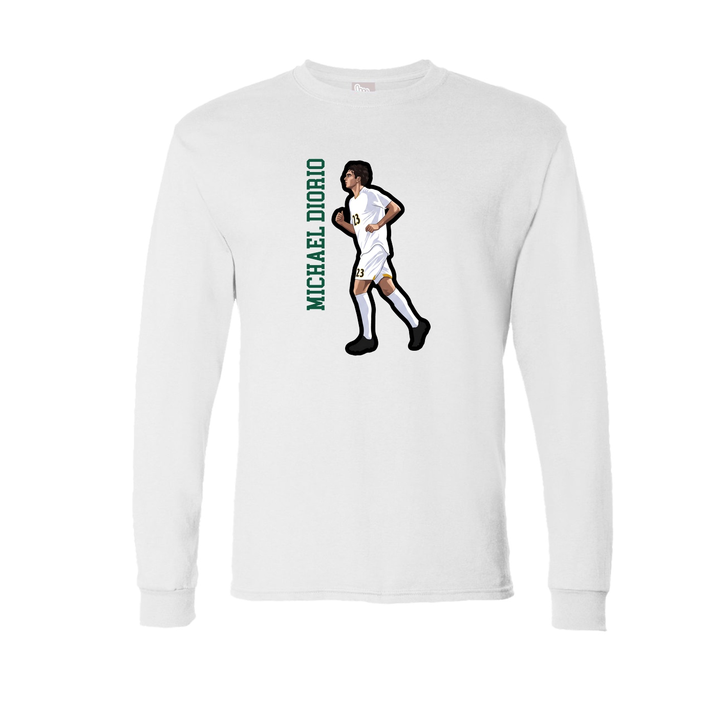 Long Sleeve Tee — Name Vertical in White