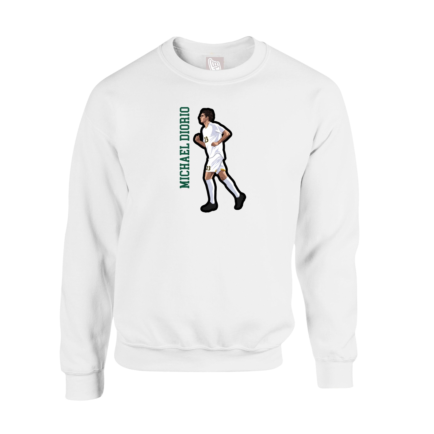 Fleece Crew — Name Vertical in White