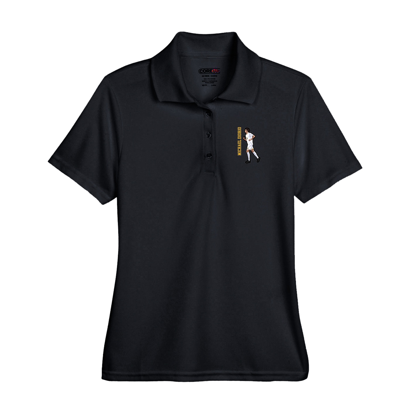 Performance Polo — Name Vertical in Black