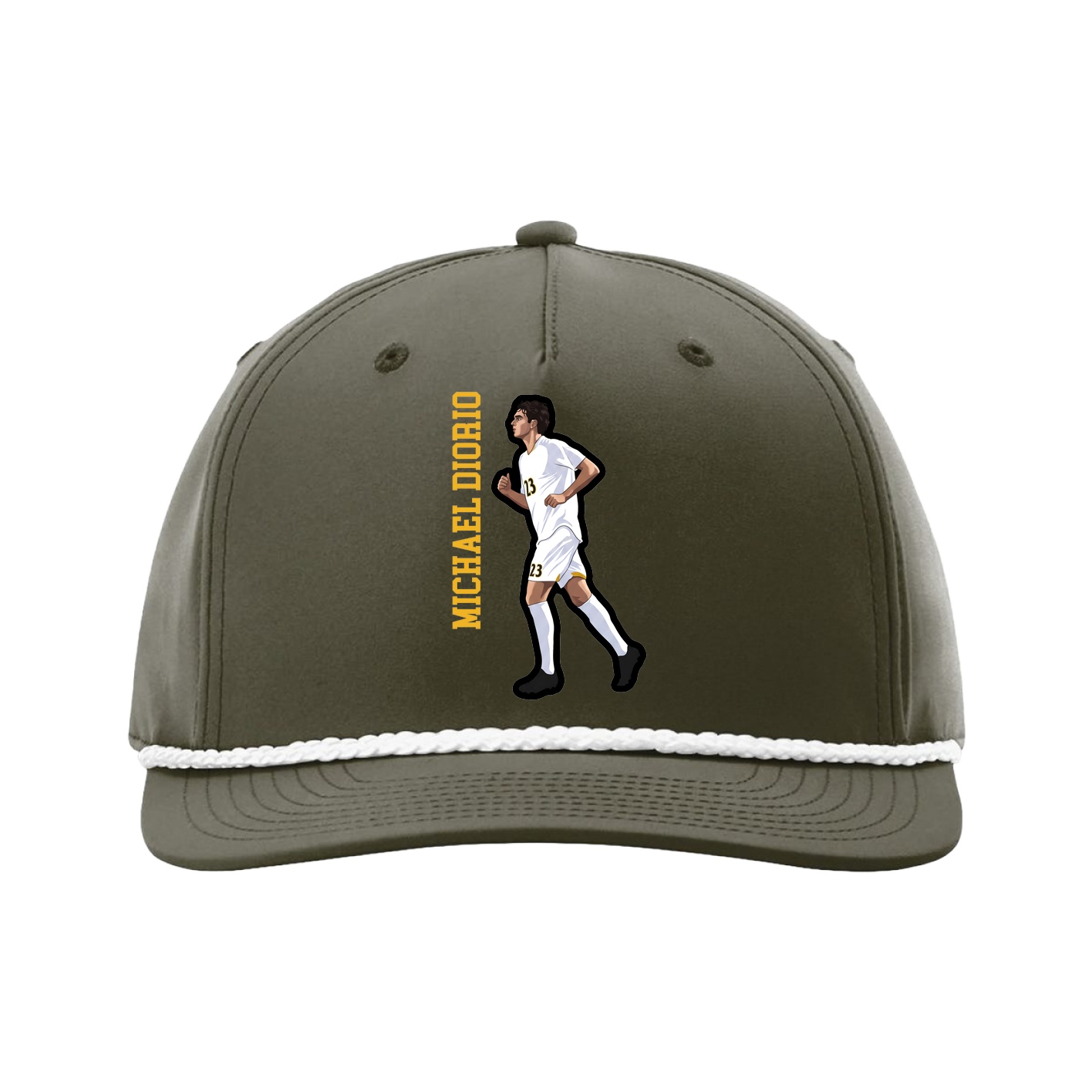 Five-Panel Classic Rope Cap — Name Vertical in Green