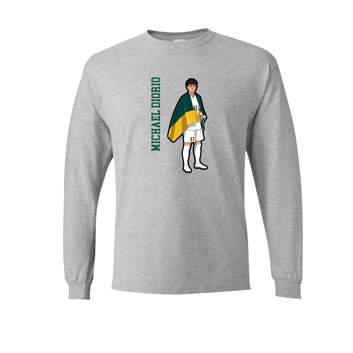 Long Sleeve Tee — Name Vertical in Grey