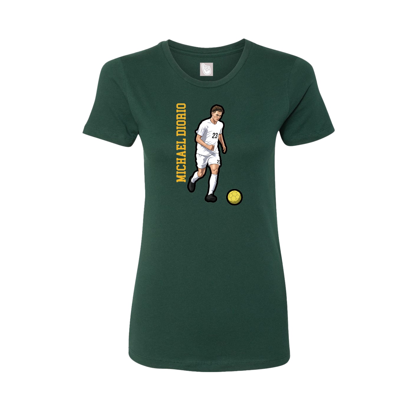 Fitted Women's Tee — Name Vertical in Green