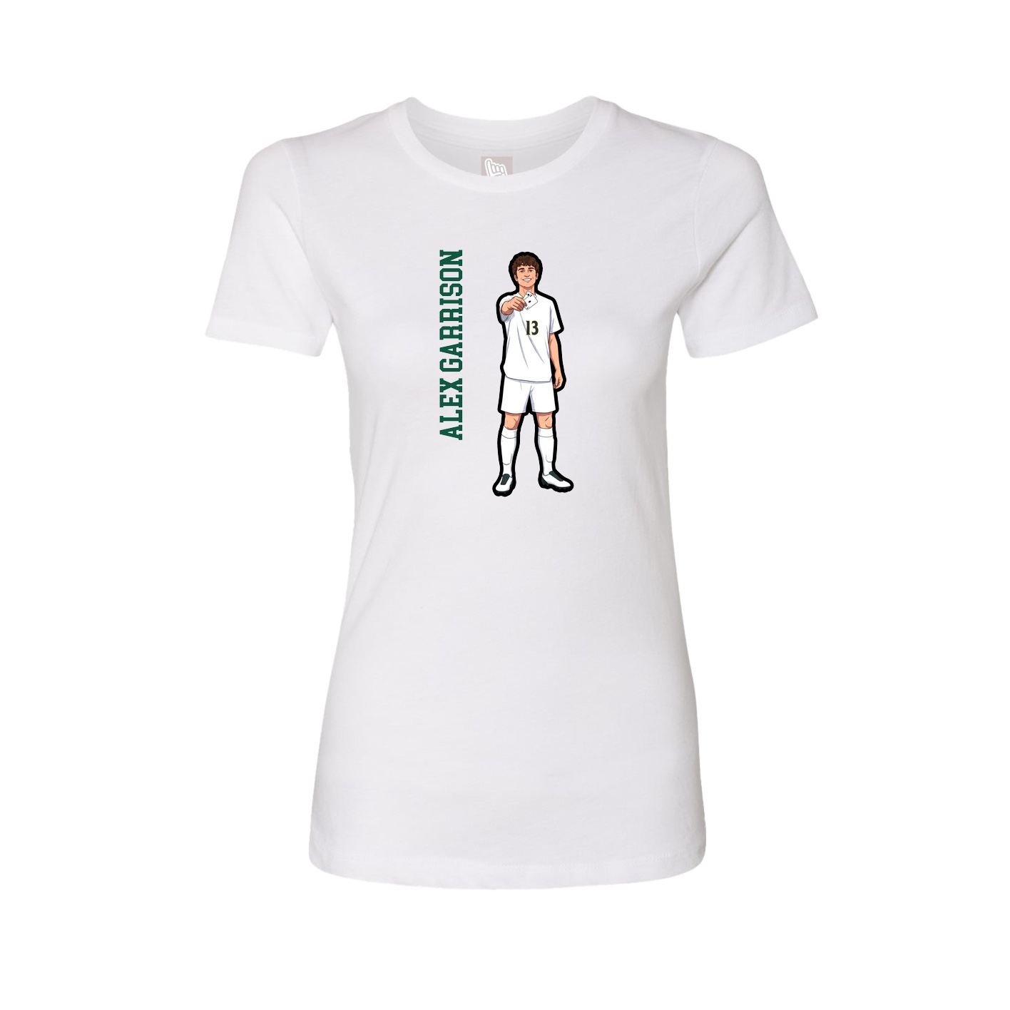 Womens Tee — Name Vertical in White
