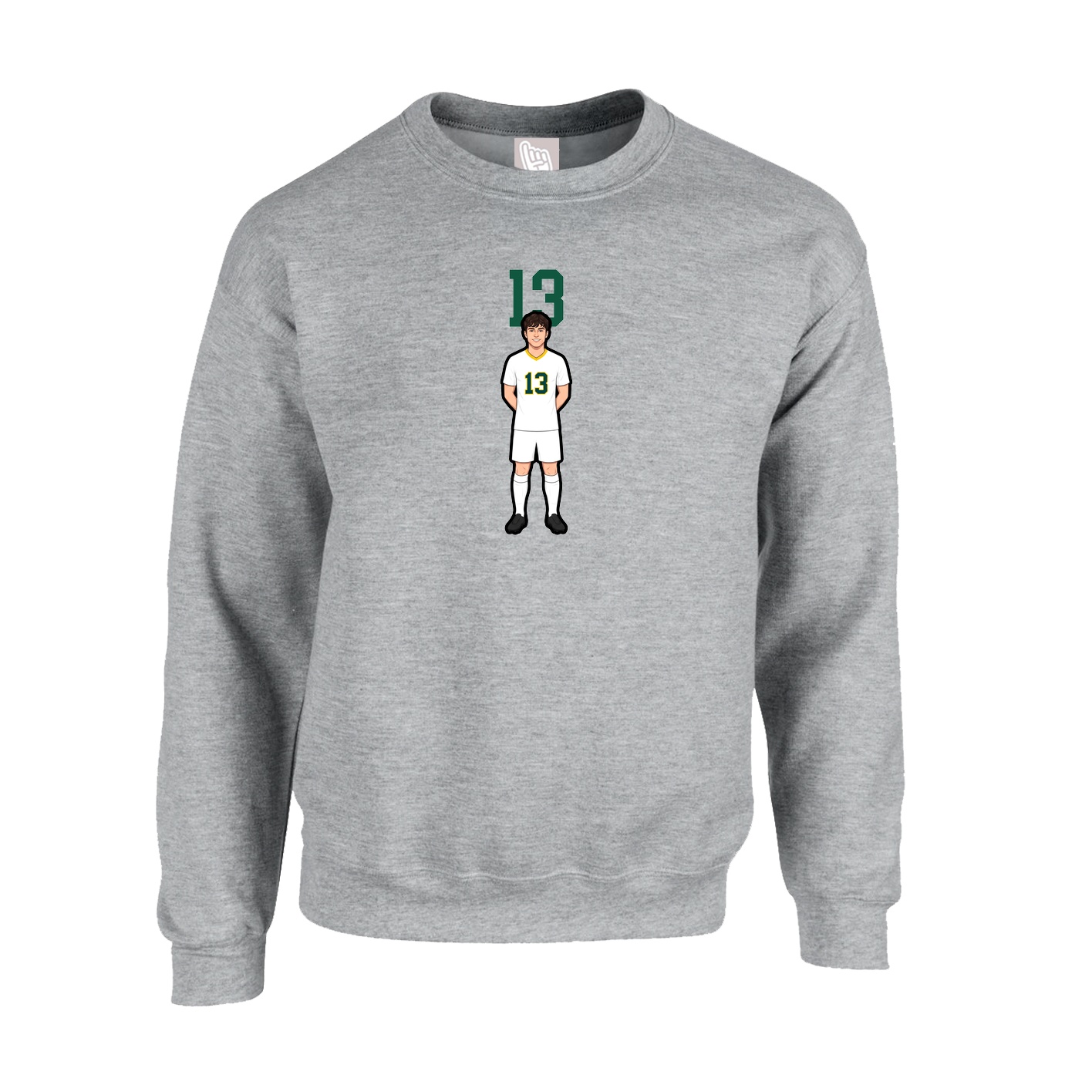 Fleece Crew — Number Top in Grey