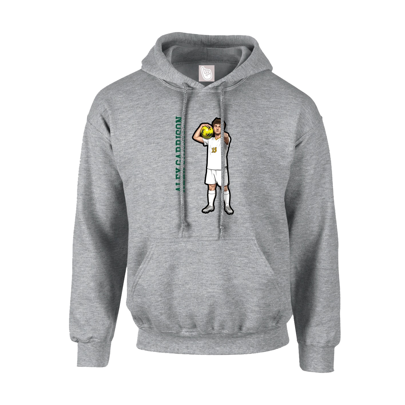Youth Hoodie — Name Vertical in Grey