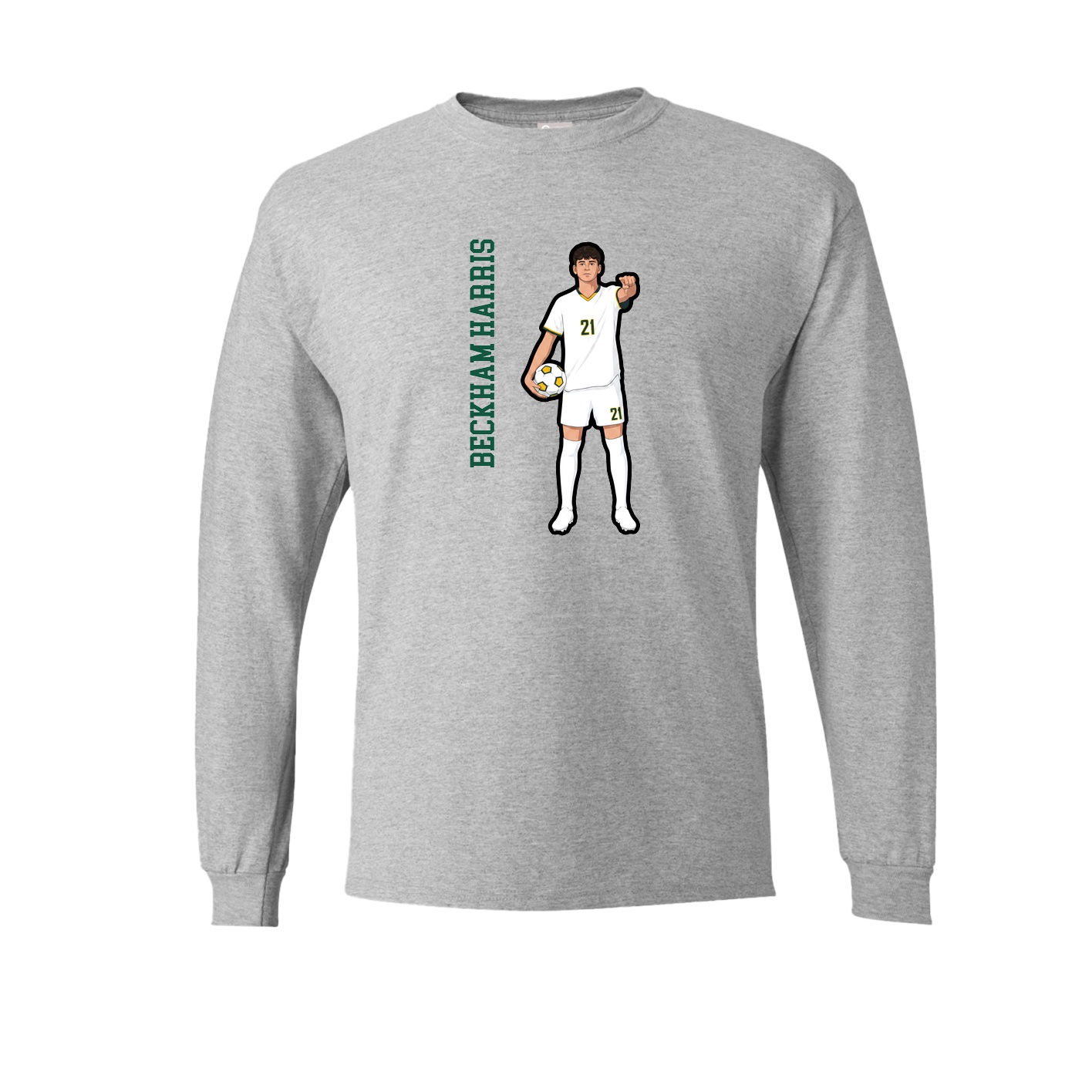 Long Sleeve Tee — Name Vertical in Grey
