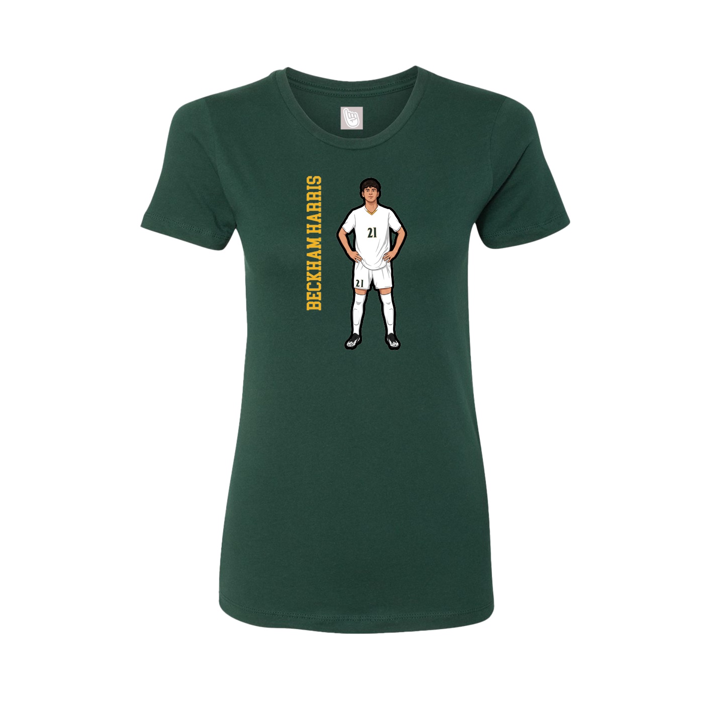 Fitted Women's Tee — Name Vertical in Green