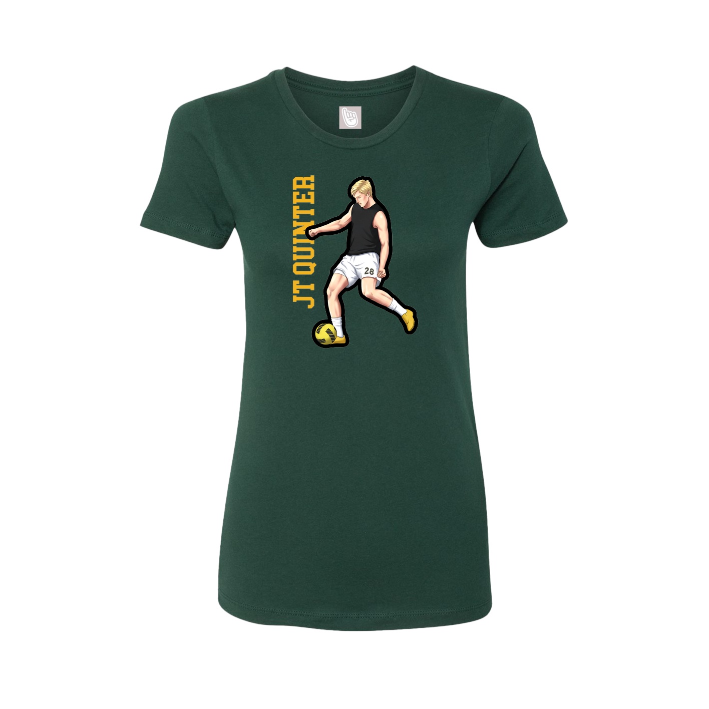 Womens Tee — Name Vertical in Green