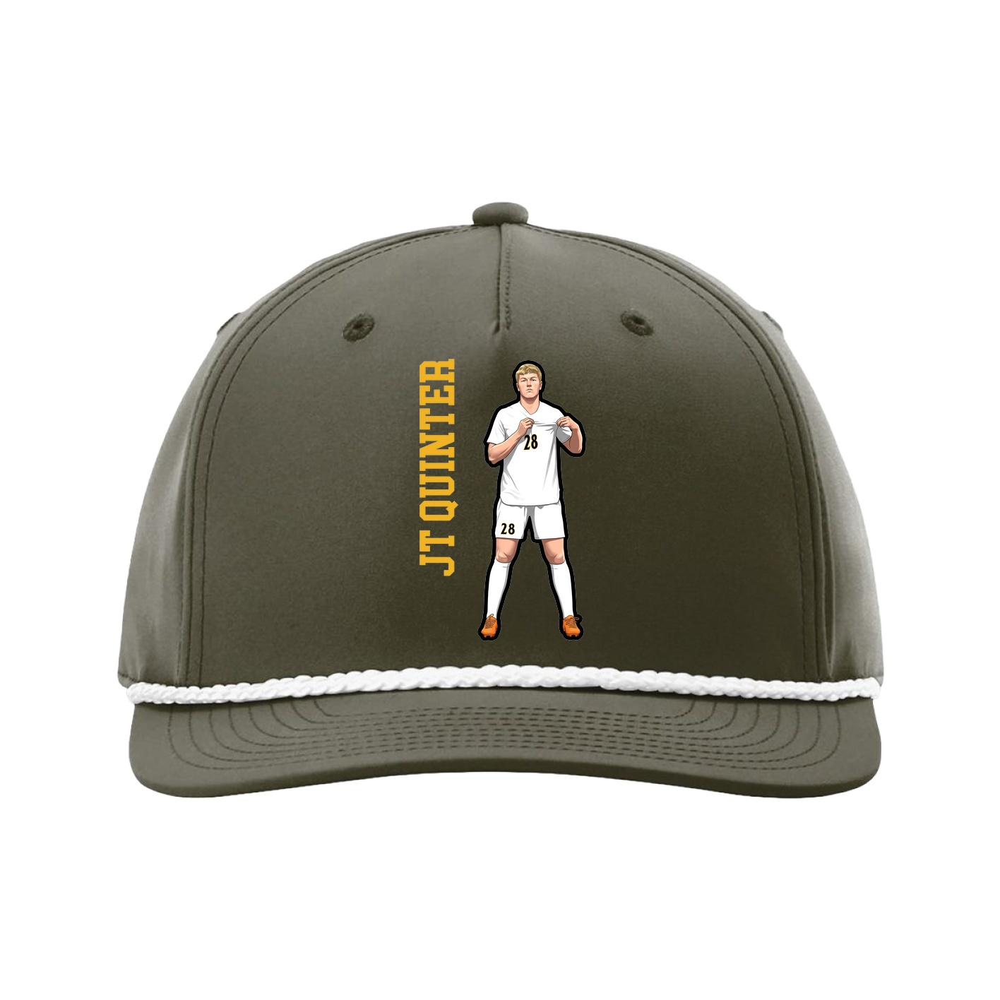Five-Panel Classic Rope Cap — Name Vertical in Green
