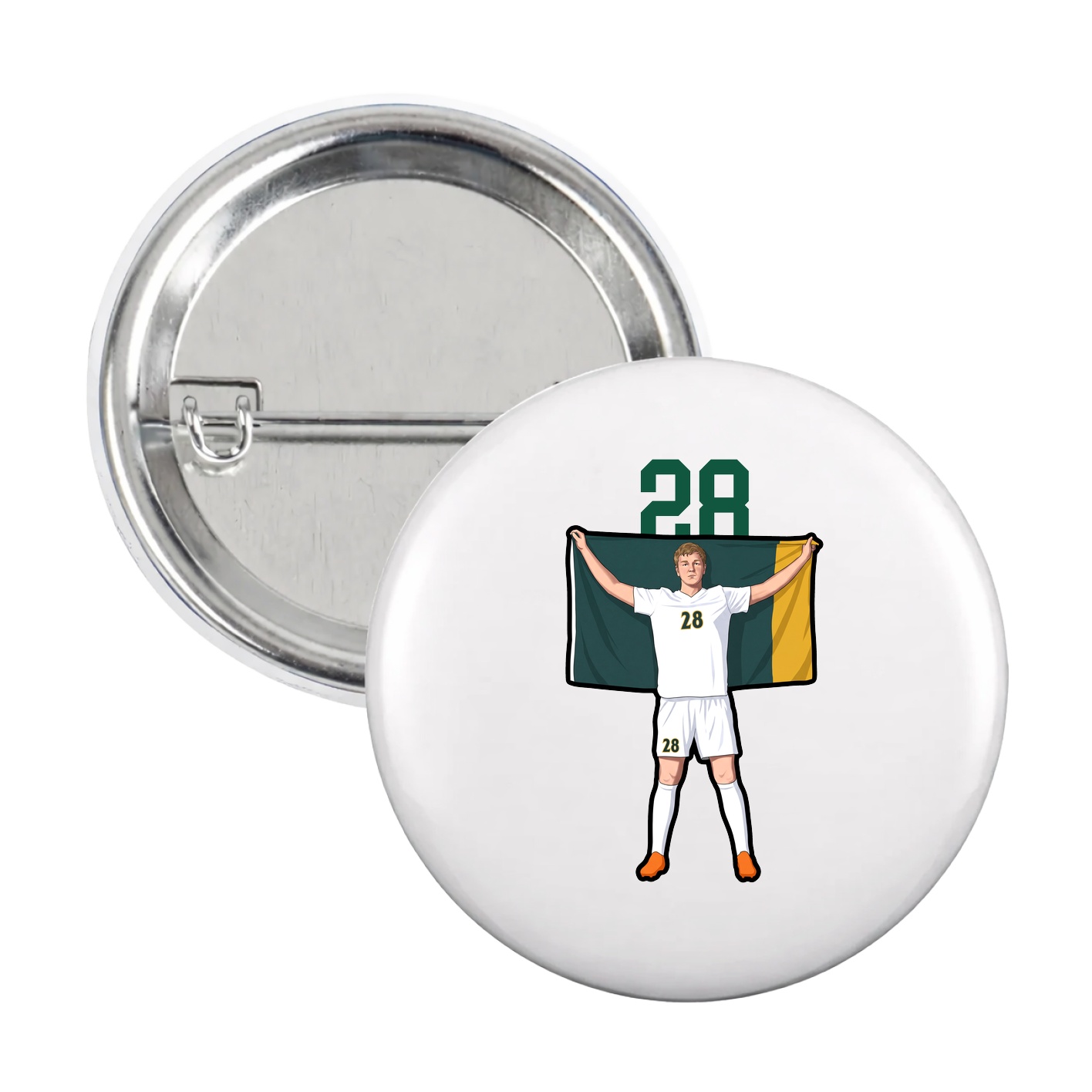 Game Day Button — Number Top in White