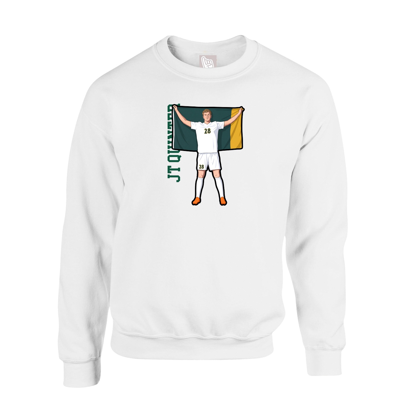 Fleece Crew — Name Vertical in White