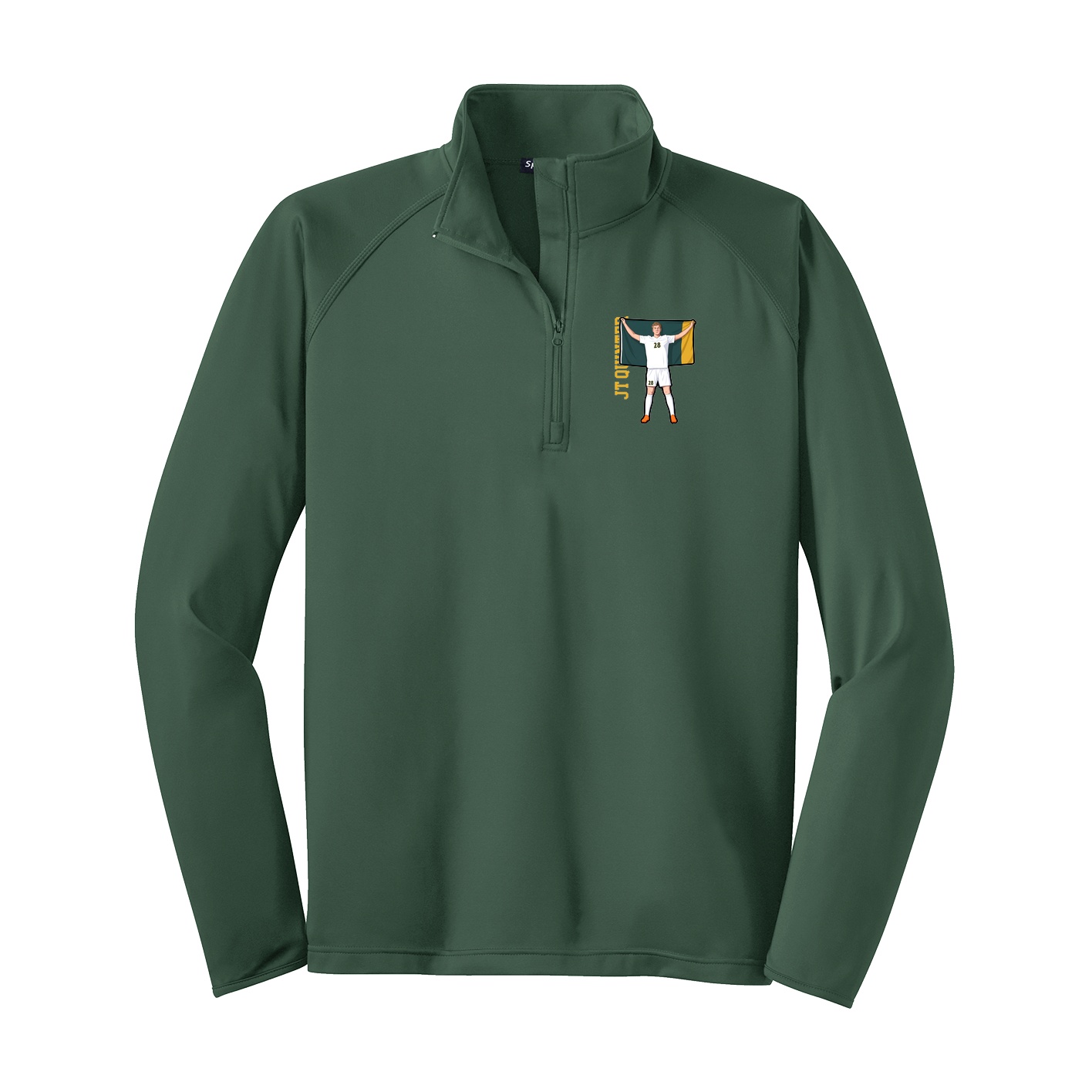 Q-Zip Pullover — Name Vertical in Green