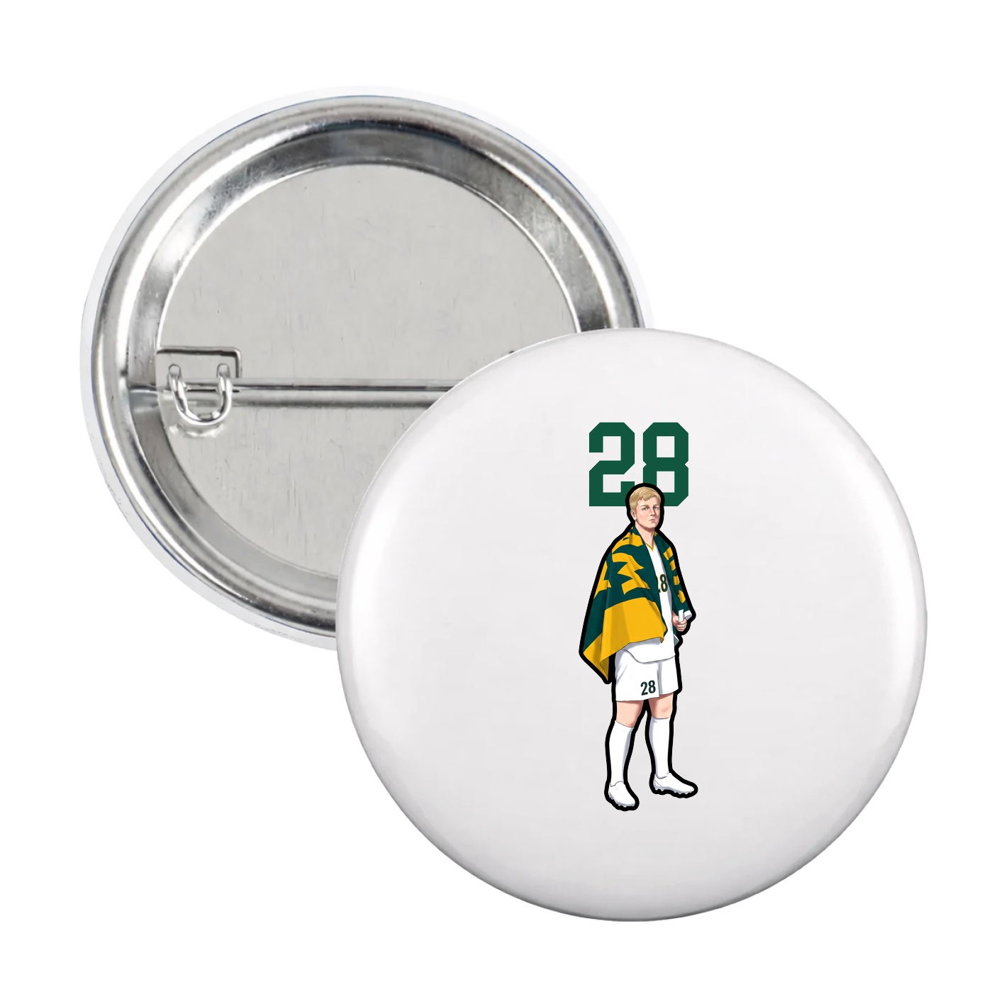Game Day Button — Number Top in White