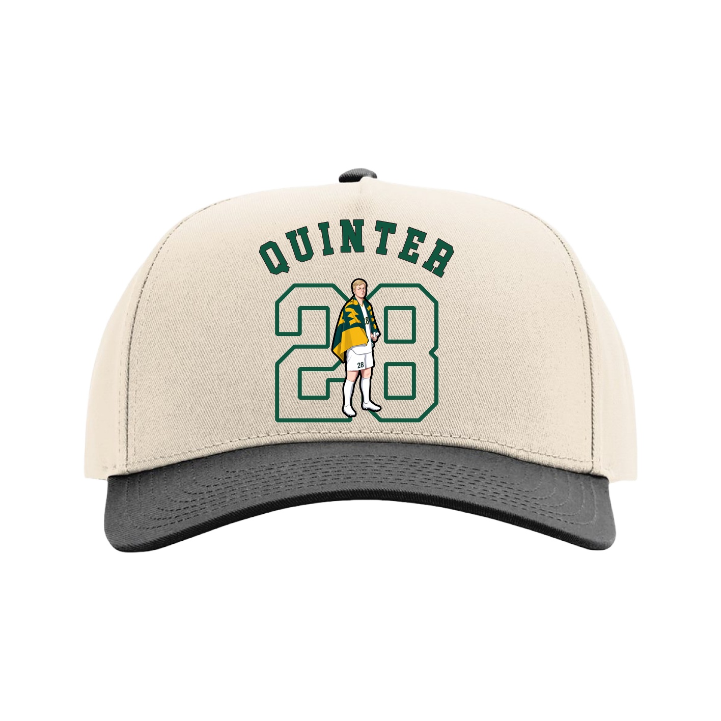 Full Fabric Five-Panel Champ Cap — Shirsey Arch in Cream/Black