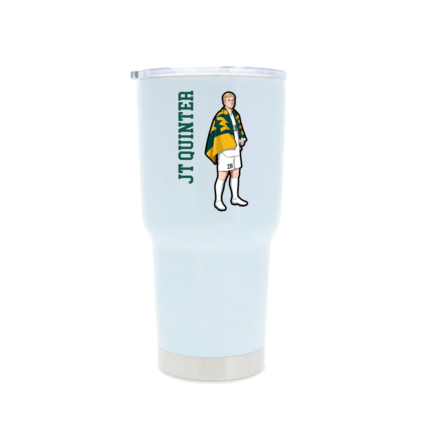 30oz Stainless Steel Tumbler — Name Vertical in White