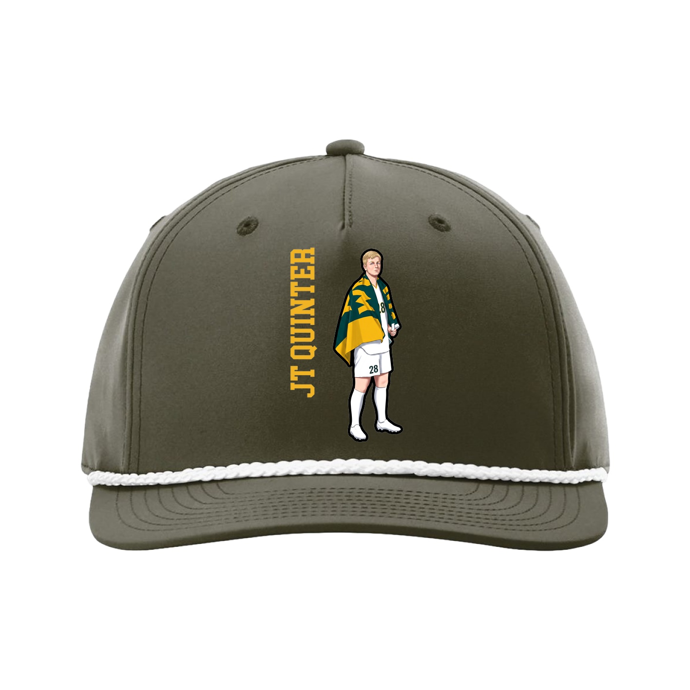 Five-Panel Classic Rope Cap — Name Vertical in Green