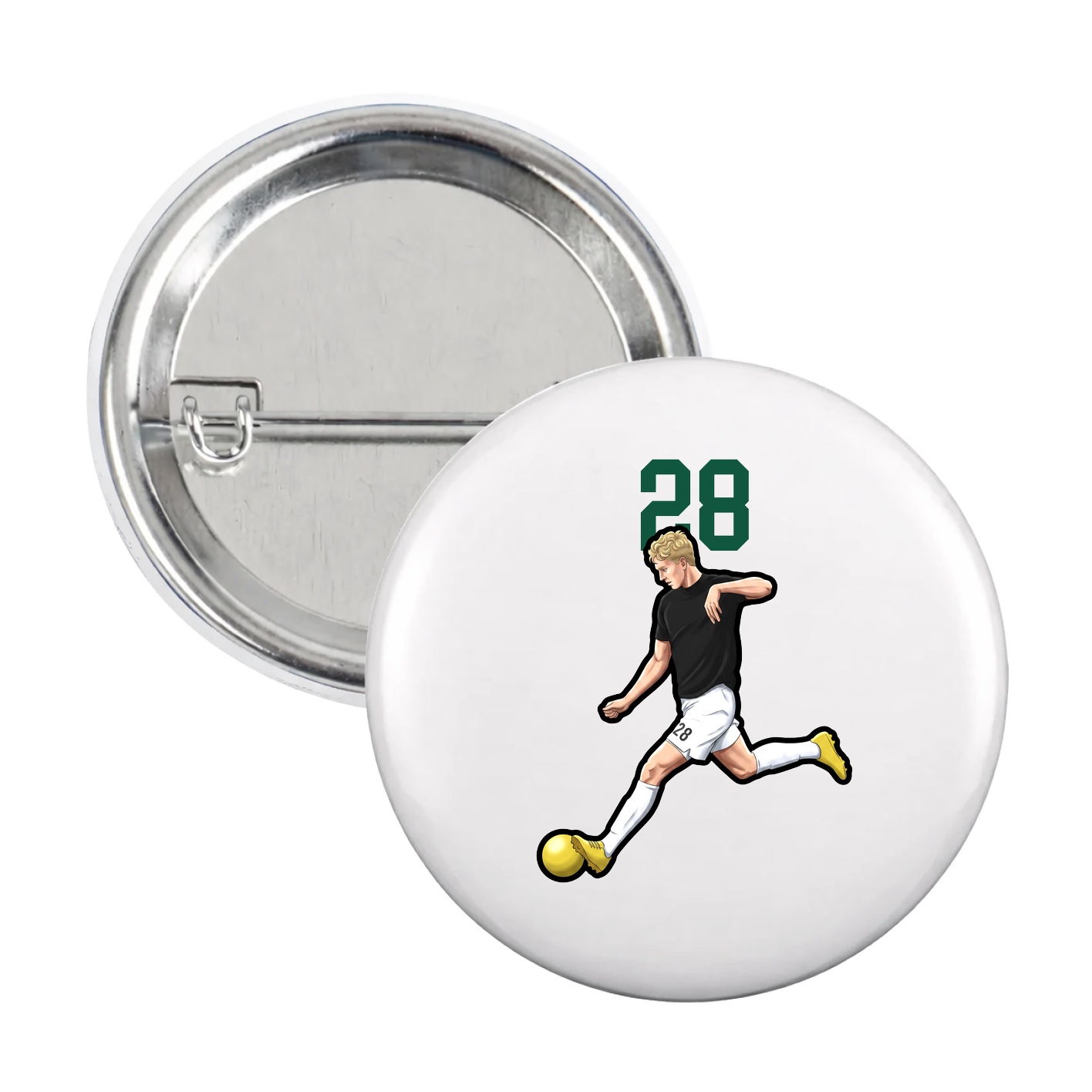 Game Day Button — Number Top in White