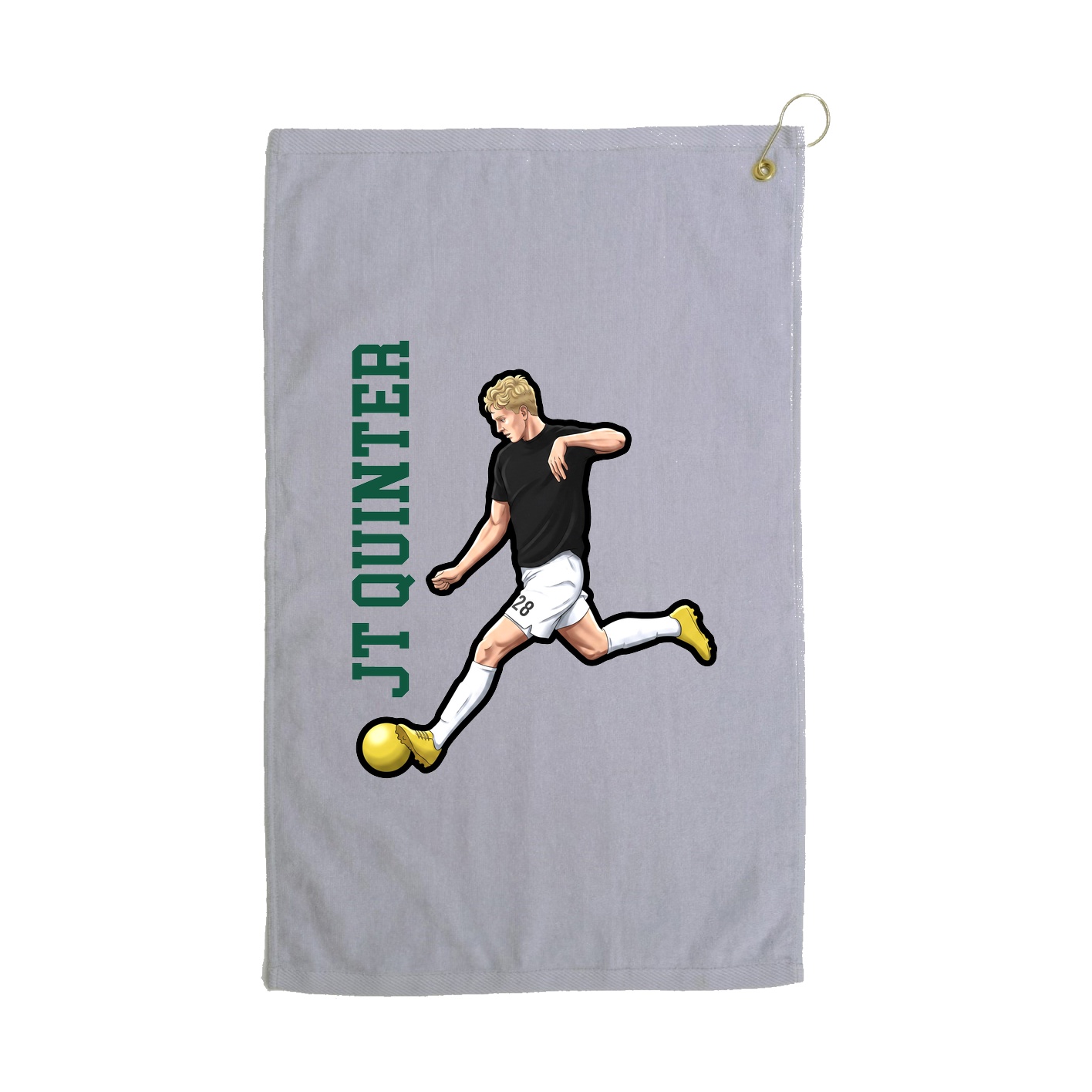 Golf Towel — Name Vertical in Grey