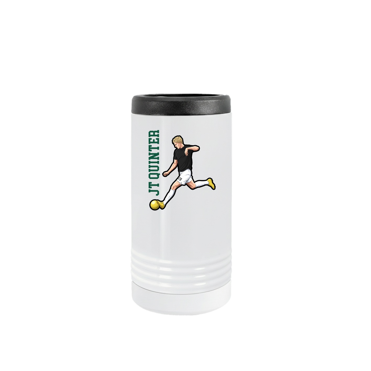 Slim Beverage Holder — Name Vertical in White