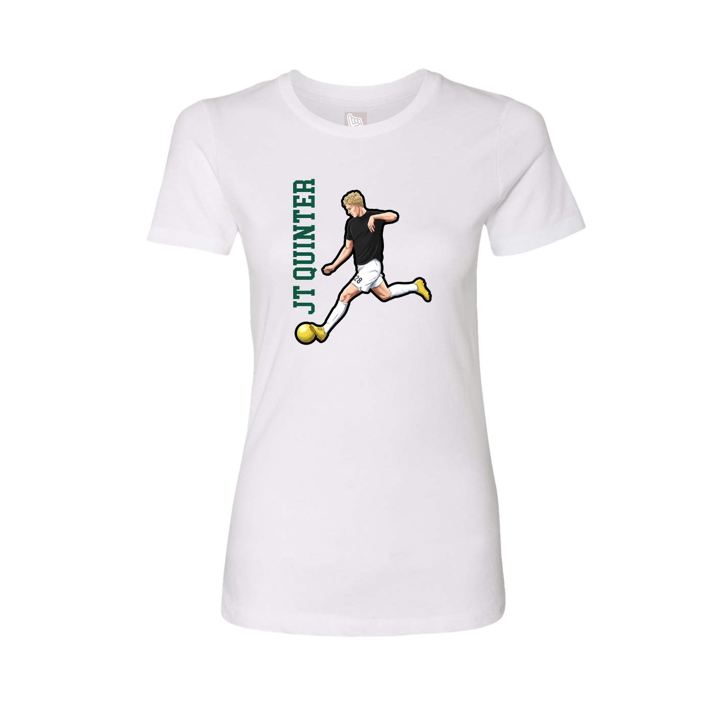 Womens Tee — Name Vertical in White