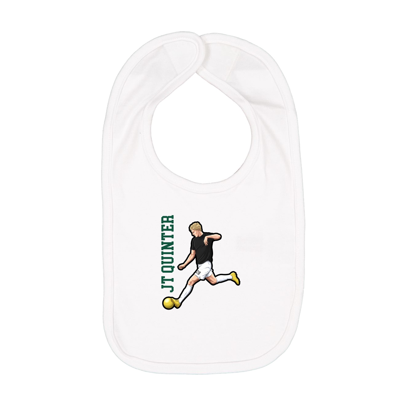 Infant Bib — Name Vertical in White