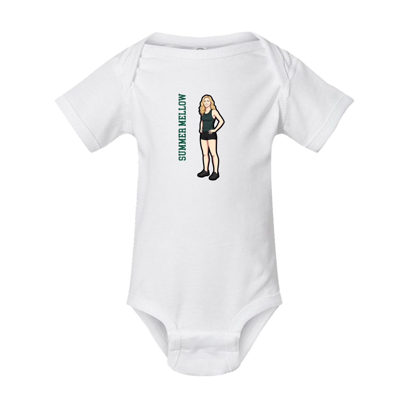 Baby Onesie — Name Vertical in White