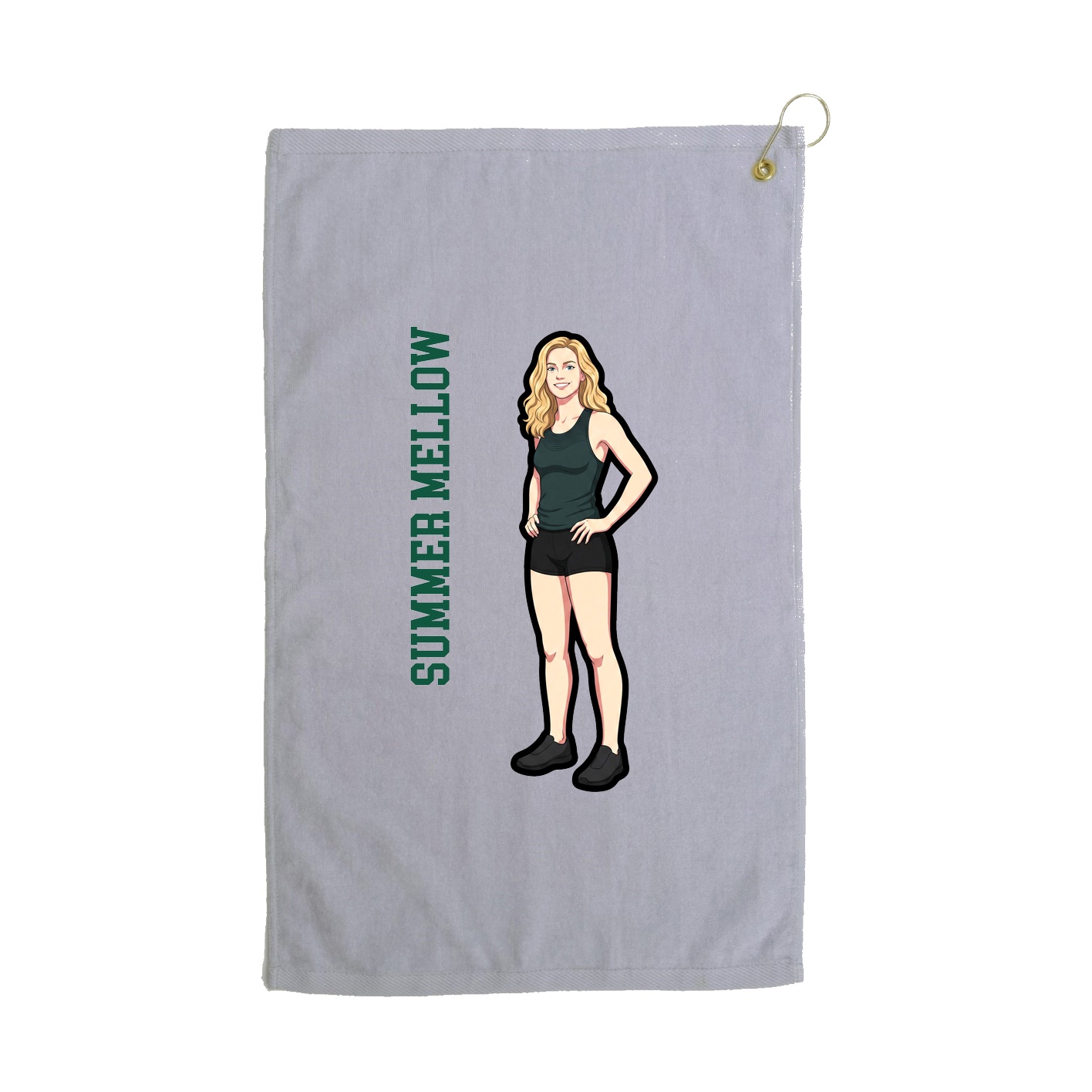 Golf Towel — Name Vertical in Grey