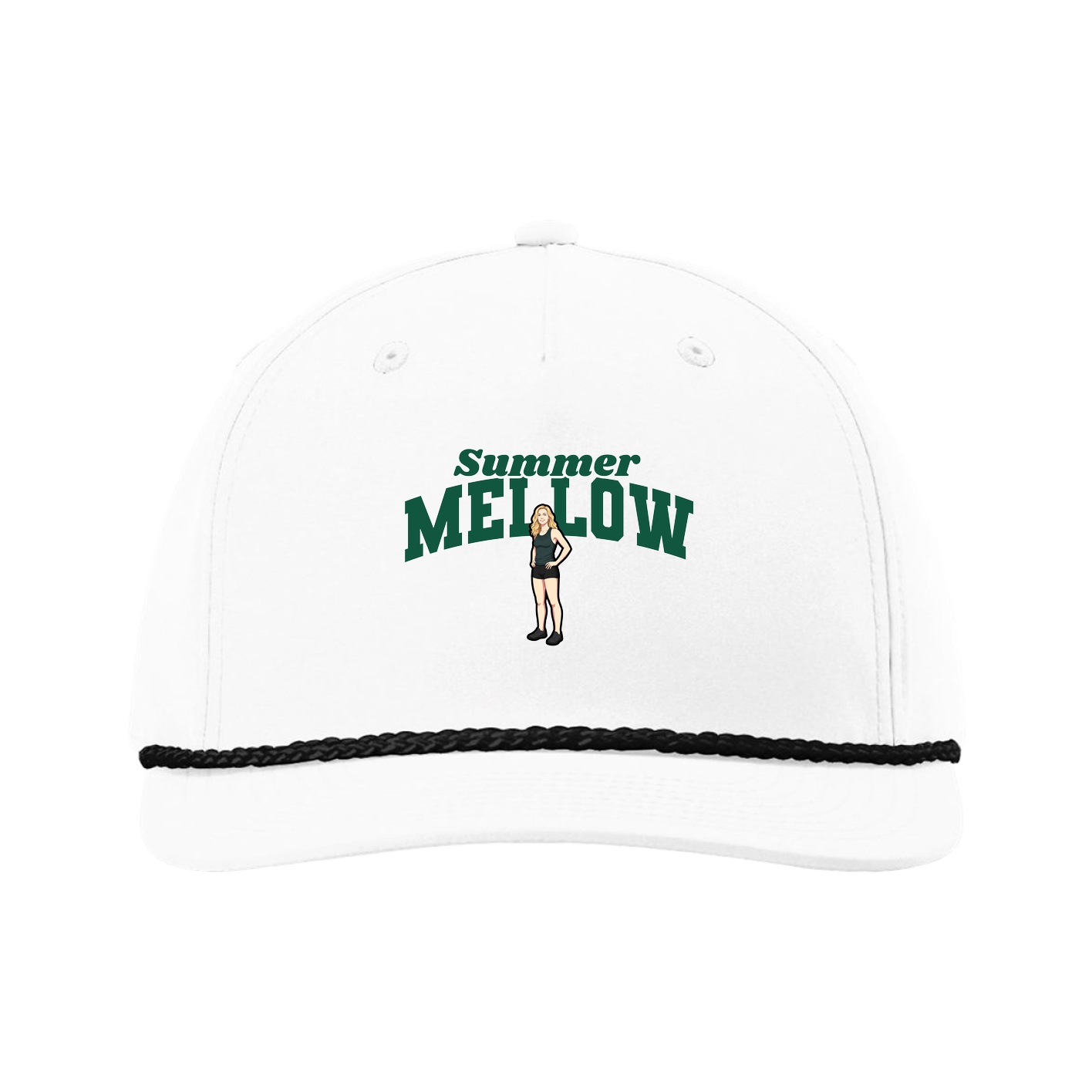 Five-Panel Classic Rope Cap — Signature Arch in White