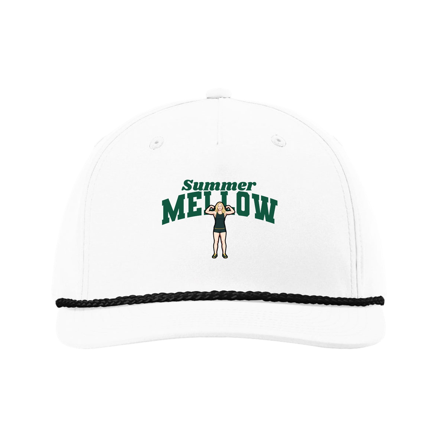 Five-Panel Classic Rope Cap — Signature Arch in White