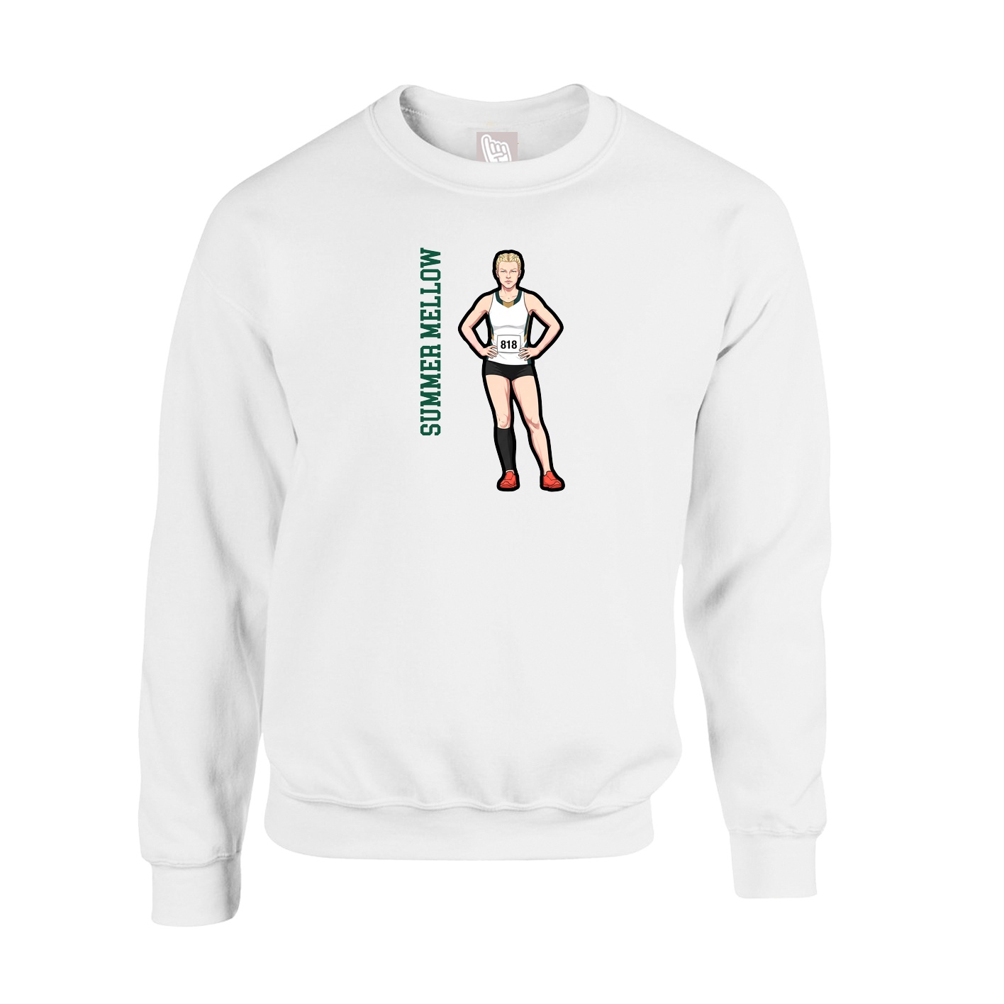 Fleece Crew — Name Vertical in White