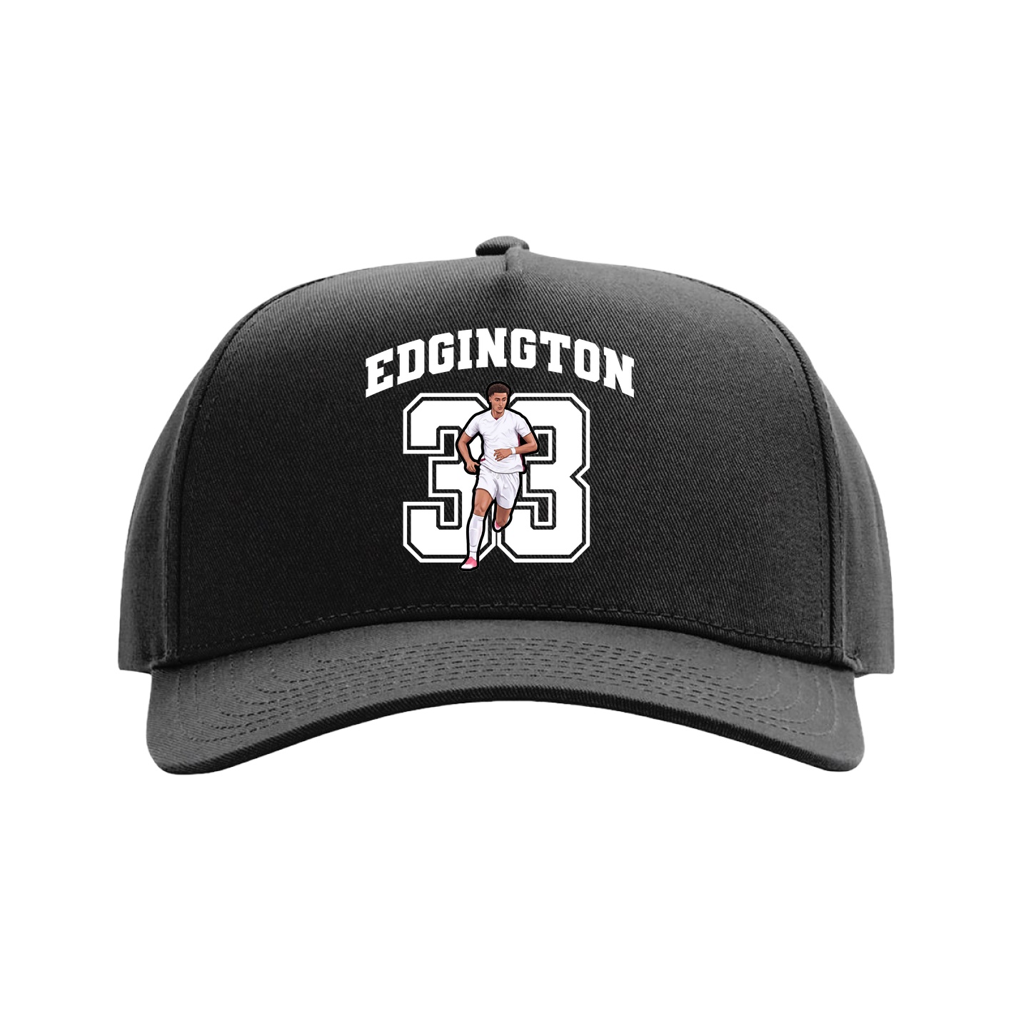 Full Fabric Five-Panel Champ Cap — Number in Black