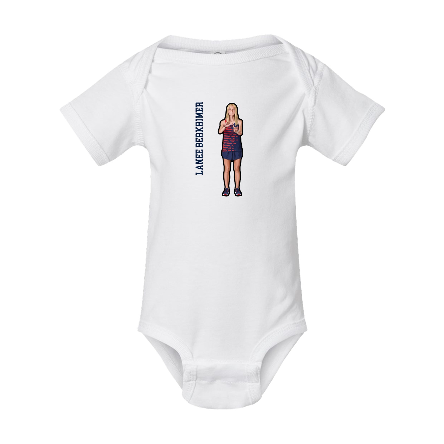 Baby Onesie — Name Vertical in White