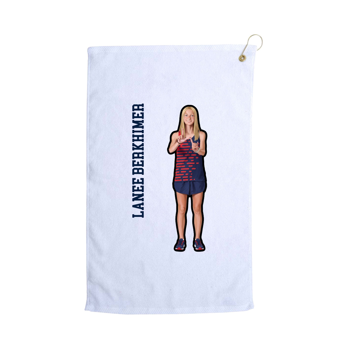 Golf Towel — Name Vertical in White