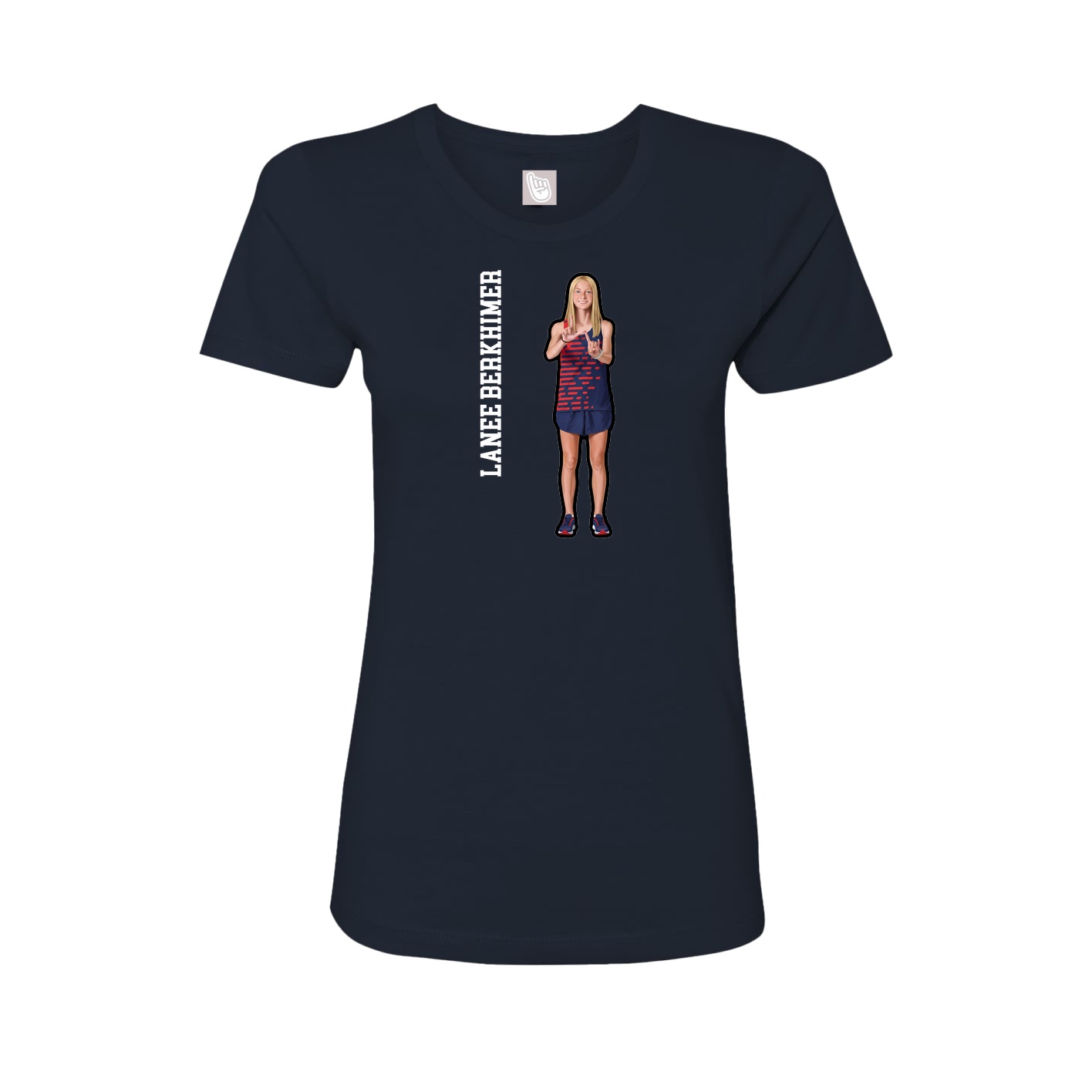 Fitted Women's Tee — Name Vertical in Navy