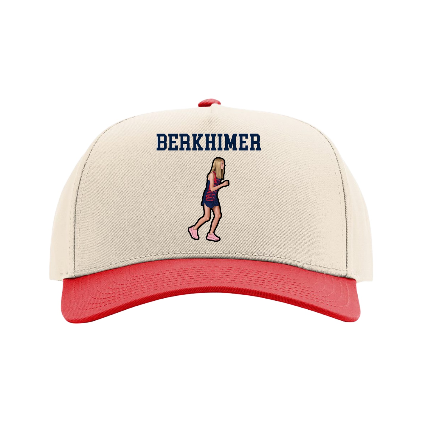 Full Fabric Five-Panel Champ Cap — Shirsey in Cream/Red